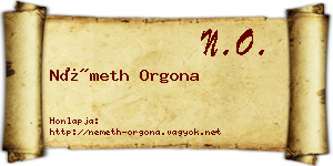 Németh Orgona névjegykártya